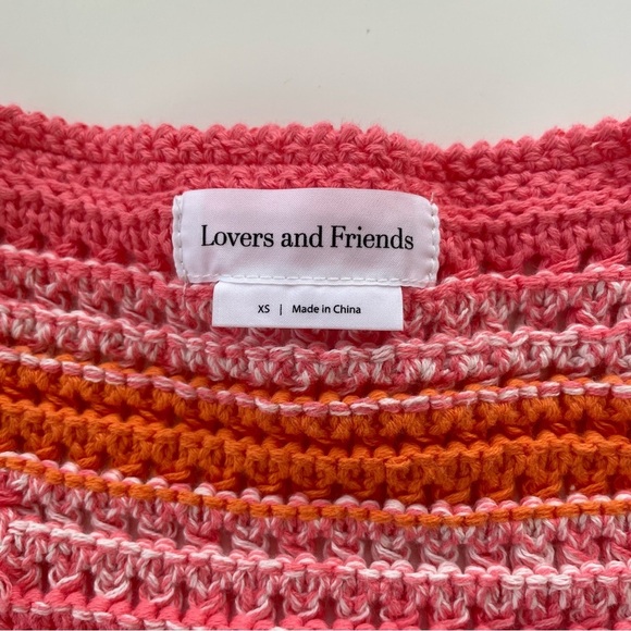 Lovers + Friends Pink Orange Eliava Crochet Cardigan Shorts Set Size XS NWOT - Picture 5 of 14